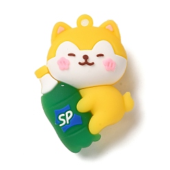 Лиса Пластиковые подвески из пвх, кукла из газировки для животных, лиса, 47x32.5x22 мм, отверстие : 3 мм