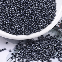 (RR2011) Matte Metallic Gunmetal Миюки круглые бусины рокайль, японский бисер, (rr 2011) матовый металлический бронзовый, 11/0, 2x1.3 мм, Отверстие: 0.8 мм, о 1100 шт / бутылка, 10 г / бутылка