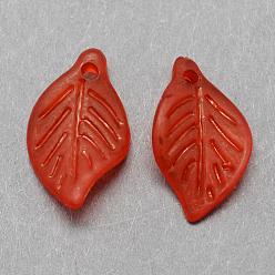 Красный Прозрачные акриловые подвески, матовые, лист, красные, 18x11x3 мм, Отверстие : 2 мм , около 1877 шт / 500 г
