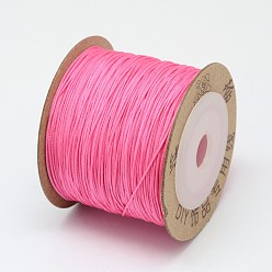 Hot Pink Nylon Chinese Knotting Cord, Braided Thread for Jewelry Making Macrame Craft, Hot Pink, 0.6mm, about 109.36 yards(100m)/roll