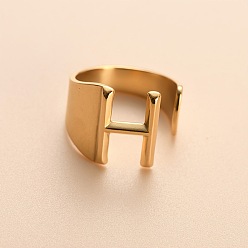 Letter H 304 из нержавеющей стали манжеты кольца, золотые, Письмо ч, 16 мм, внутренний диаметр: 18 мм