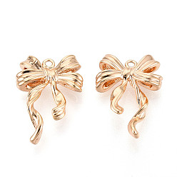 Настоящее золото 18K Латунные подвески, без кадмия, без никеля и без свинца, бантом, реальный 18 k позолоченный, 19.5x13.5x4.5 мм, отверстие : 1.2 мм