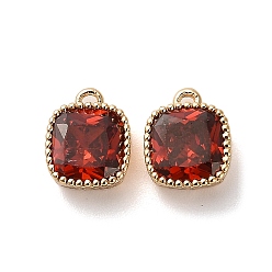 Красный Латунные микропаве прозрачные кубические циркониевые подвески, без кадмия, без никеля и без свинца, реальный 18 k позолоченный, кубические, красные, 7x8.5x3.5 мм, отверстие : 1 мм