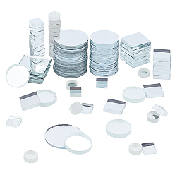 Clear Mirror Glass Mosaic Tiles, for Home Decoration Crafts Jewelry Making, Square and Flat Round, Clear, 20x4mm, 115pcs/box