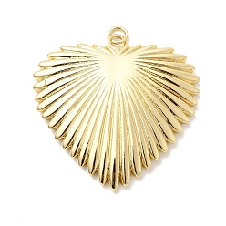 Настоящее золото 18K Подвески в форме сердца из латуни, долговечный, стойки покрытие, без свинца и без кадмия, с целью перехода в кольце, реальный 18 k позолоченный, 39x40x5 мм, отверстие : 3 мм