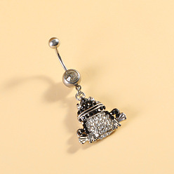 Лягушка 316l хирургическая нержавеющая сталь с эмалью из кубического циркония, изогнутая штанга, подвеска для живота, цвет нержавеющей стали, лягушка, длина стержня: 3/8"(10мм), штифты : 1.6 мм