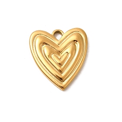 Настоящее золото 18K 304 подвески из нержавеющей стали, ионное покрытие (ip), шарма сердца, реальный 18 k позолоченный, 19x17.5x3 мм, отверстие : 2.5x3 мм