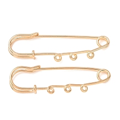 Light Gold Iron Safety Pins Brooch Findings, Kilt Pins with Triple Loops, Light Gold, 20x61x6mm, Hole: 1.8mm