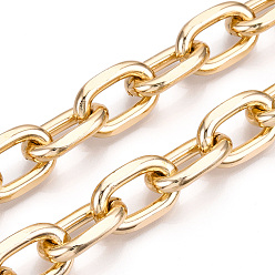 Light Gold Cadena portacables facetada de aluminio, cadenas de eslabones ovalados con corte de diamante, sin soldar, la luz de oro, 22x14x4 mm