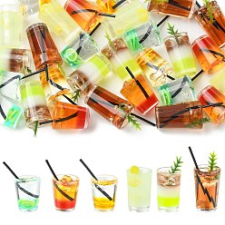 Mixed Color 30Pcs 6 Styles 3D Drink Transparent Resin Display Decorations, Micro Landscape Decoration Accessories, Mixed Color, 18~28x11.5~12mm