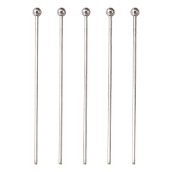 Stainless Steel Color Tarnish Resistant 304 Stainless Steel Ball Head Pins, Stainless Steel Color, 35mm, Pin: 0.7mm, 21 Gauge, Head: 2mm