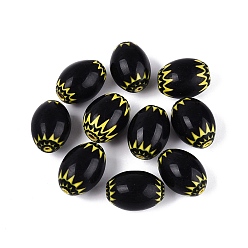 Gelb Handgefertigte Millefiori-Glasperlen, Chevron-Perlen, Gelb, 26~31x17~24 mm, Bohrung: 2~11 mm