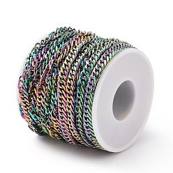 Multi-color 304 Stainless Steel Cuban Link Chains,  Unwelded, Multi-color, 8x6x2mm