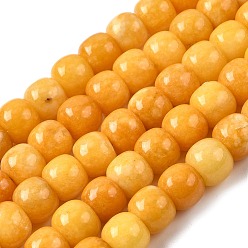 (932FM) Темно-синий аква-матовый с подкладкой Природного нефрита нитей бисера, окрашенные, барабан, темно-золотистые, 10x8~9 мм, отверстие : 1.4 мм, около 42 шт / нитка, 14.37~14.57 дюйм (36.5~37 см)