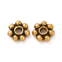 Antique Golden 925 Sterling Silver Bead Caps, Multi-petal, Antique Golden, 5x1.5mm, Hole: 1.6mm, about 60Pcs/10g