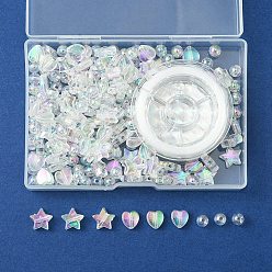 Прозрачный Набор для изготовления браслетов своими руками, включая сердце, звезду и круглые акриловые бусины, эластичная нить, прозрачные, 200 шт / коробка