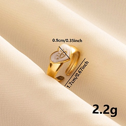 Золотой Открытое женское кольцо-манжета с эмалью из нержавеющей стали в форме сердца с глазком, золотые, 9 мм, регулируемый