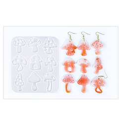 Белый Пасхальные формы для подвесок своими руками, силиконовые формы для литья, для уф-смолы, изготовление изделий из эпоксидной смолы, гриб, белые, 133x112x5 мм, отверстие : 1.5 мм