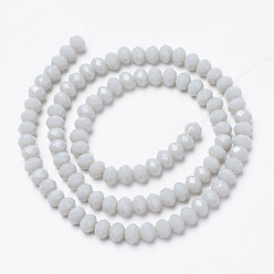 Gainsboro Opaque Solid Color Glass Beads Strands, Faceted, Rondelle, Gainsboro, 3x2mm, Hole: 0.8mm, about 165~169pcs/strand, 15~16 inch(38~40cm)
