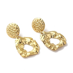 Настоящее золото 18K 304 текстурированные серьги-гвоздики из нержавеющей стали с подвесками и каплевидной текстурой для женщин, реальный 18 k позолоченный, 45x22.5 мм