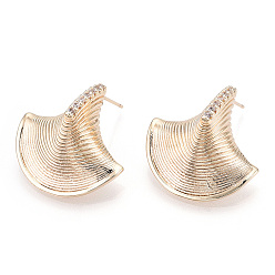 Настоящее золото 18K Латунные микро проложить кубического циркония уха шпильки, ведьма шляпа, реальный 18 k позолоченный, 23x23 мм