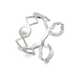 Нержавеющая Сталь Цвет 304 из нержавеющей стали компоненты кольца, настройка кольца колодки, плоско-круглые, цвет нержавеющей стали, 15.5 мм, размер США 8 1/2 (18.5 мм), Размер лотка: 4 мм