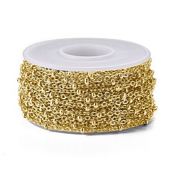 Golden Ion Plating(IP) 304 Stainless Steel Cable Chains, Satellite Chains, Soldered, with Spool, Rondelle Beads, Golden, 2.5x2x0.5mm, about 32.81 Feet(10m)/Roll