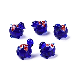 Средно-синий Бусы лэмпворк ручной работы, черепаха с цветком, светло-синий, 15~18x15~18x11~12.5 мм, отверстие : 1.2~1.8 мм, около 30~35 шт / нитка, 15.35~17.52 дюйм (39~44.5 см)