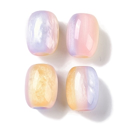 Pink Европейские бусины из трехцветной смолы, бусины с большим отверстием, имитации кошачьего глаза , баррель, розовые, 16x12 мм, отверстие : 5.2 мм