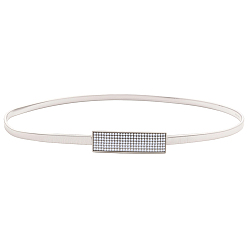 Серебро Женские пояса-цепочки с железными и смоляными стразами для платья, серебряные, 740x9.5 мм