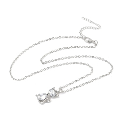 Кристалл Ожерелья из сплава со стразами в форме кошки, платина, кристалл, 17.72 дюйм (45 см)