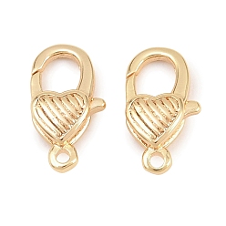 Real 18K Gold Plated Brass Lobster Claw Clasps, Heart, Real 18K Gold Plated, 12.5x7.5x3.5mm, Hole: 1.2mm