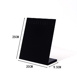 Черный Бархат ожерелье дисплей стенды, дисплей ювелирных изделий стойки, l-образный, прямоугольные, чёрные, 9.5x20x25 см