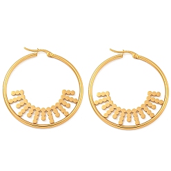 Золотой 304 обруч серьги из нержавеющей стали замке, плоско-круглые, золотые, 44x2 мм