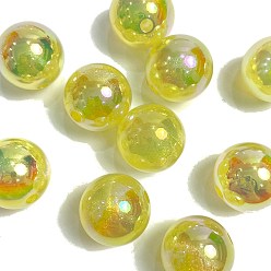 Желтый 10 шт. светящиеся непрозрачные акриловые бусины, светится в темноте, круглые, желтые, 16 мм