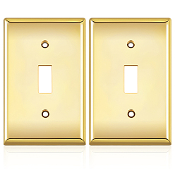 Gold ABS Plastic Receptacle Outlet Wall Plate, Duplex Electrical Outlet Cover, Rectangle, Gold, 70x115x6mm, Hole: 4.4mm