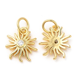 Настоящее золото 18K Латунь с кубическим цирконием подвеской, долговечный, без свинца и без кадмия, очарование солнца, реальный 18 k позолоченный, 12x10.5x2 мм
