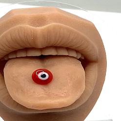 Красный Акрил от сглаза с кольцами для языка из нержавеющей стали, цвет нержавеющей стали, красные, 12 мм, штифты : 1.6 мм
