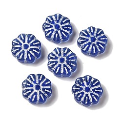 Королевский синий Прозрачные бусины лэмпворк, цветок, королевский синий, 15x6 мм, отверстие : 1 мм, Около 48~58 шт / 100 г