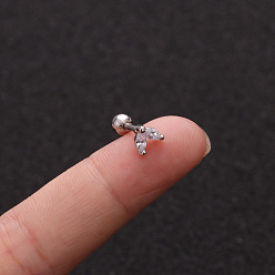 Нержавеющая Сталь Цвет 316l серьги-хрящи из хирургической нержавеющей стали с микропаве из прозрачного кубического циркония, цвет нержавеющей стали, 6 мм, штифты : 1.2 мм