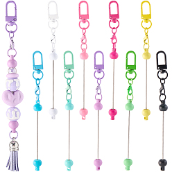 (52) Непрозрачная лаванда 18 шт. 9 цвета сплава стержни для ключей с бусинами застежки, с пластиковой бисера, разноцветные, 141 мм, 2 шт / цвет