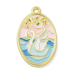 Goose Подвески из сплава , с эмалью, овальные, золотые, гусь, 28x17x2 мм, отверстие : 2 мм