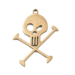 Skull Хэллоуин 201 из нержавеющей стали подвески, золотые, череп, 20x15x1 мм, отверстие : 1.2 мм