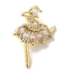 Настоящее золото 14K Латуни циркония кубической подвески, балерина, реальный 14 k позолоченный, 19x14x2 мм, отверстие : 5 мм