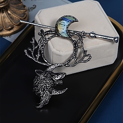 Античное Серебро Легированные Палочки для Волос, аксессуары для волос для женщин и девочек, луна, античное серебро, 150 мм