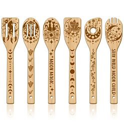 Цветок 6 бамбуковые ложки, ножи и вилки, столовые приборы на десерт, цветок, 60x300 мм, 6 стиль, 1 шт / стиль, 6 шт / комплект