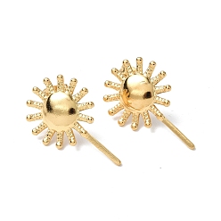 Real 18K Gold Plated Ion Plating(IP) 304 Stainless Steel Sun Stud Earrings for Women, Real 18K Gold Plated, 25x15.5mm, Pin: 0.7mm