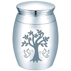 Tree of Life Урна для кремации из колонного сплава, для поминовения родственников контейнер для кремов, с бархатным мешочком, салфеткой для полировки серебра и одноразовыми столовыми ложками., древо жизни, 40.5~95x23~75x2 мм