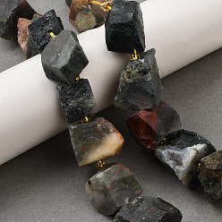 Гелиотроп Необработанные грубые натуральные африканские бусины из кровавика, самородки, с бисером, 14~28x15~25x10~27 мм, отверстие : 1.2~1.4 мм, около 9~10 шт / нитка, 7.76''~8.07'' (19.7~20.5 см)