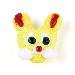 Желтый Бусины лэмпворк , мышь, желтые, 19~21x19~21x11~13 мм, отверстие : 1.8 мм